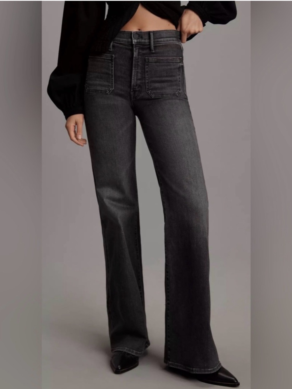 MOTHER Rambler Patch Pocket High Rise Straight Leg Jeans Vroom Wash Size 28